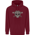 Engine Skull Mechanic Car Biker Motorbike Childrens Kids Hoodie Maroon
