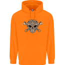 Engine Skull Mechanic Car Biker Motorbike Childrens Kids Hoodie Orange