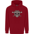 Engine Skull Mechanic Car Biker Motorbike Childrens Kids Hoodie Red