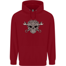 Engine Skull Mechanic Car Biker Motorbike Childrens Kids Hoodie Red
