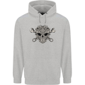 Engine Skull Mechanic Car Biker Motorbike Childrens Kids Hoodie Sports Grey