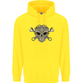 Engine Skull Mechanic Car Biker Motorbike Childrens Kids Hoodie Yellow
