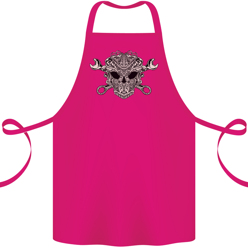 Engine Skull Mechanic Car Biker Motorbike Cotton Apron 100% Organic Pink