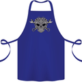 Engine Skull Mechanic Car Biker Motorbike Cotton Apron 100% Organic Royal Blue