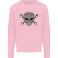Engine Skull Mechanic Car Biker Motorbike Kids Sweatshirt Jumper Light Pink