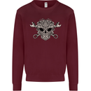 Engine Skull Mechanic Car Biker Motorbike Kids Sweatshirt Jumper Maroon