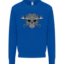 Engine Skull Mechanic Car Biker Motorbike Kids Sweatshirt Jumper Royal Blue