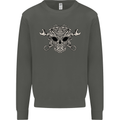 Engine Skull Mechanic Car Biker Motorbike Kids Sweatshirt Jumper Storm Grey