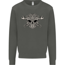 Engine Skull Mechanic Car Biker Motorbike Kids Sweatshirt Jumper Storm Grey