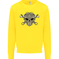 Engine Skull Mechanic Car Biker Motorbike Kids Sweatshirt Jumper Yellow