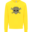 Engine Skull Mechanic Car Biker Motorbike Kids Sweatshirt Jumper Yellow