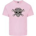 Engine Skull Mechanic Car Biker Motorbike Kids T-Shirt Childrens Light Pink
