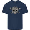 Engine Skull Mechanic Car Biker Motorbike Kids T-Shirt Childrens Navy Blue