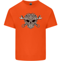 Engine Skull Mechanic Car Biker Motorbike Kids T-Shirt Childrens Orange