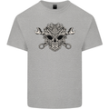 Engine Skull Mechanic Car Biker Motorbike Kids T-Shirt Childrens Sports Grey