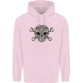 Engine Skull Mechanic Car Biker Motorbike Mens 80% Cotton Hoodie Light Pink