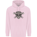 Engine Skull Mechanic Car Biker Motorbike Mens 80% Cotton Hoodie Light Pink