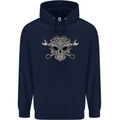 Engine Skull Mechanic Car Biker Motorbike Mens 80% Cotton Hoodie Navy Blue
