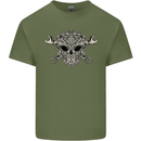 Engine Skull Mechanic Car Biker Motorbike Mens Cotton T-Shirt Tee Top Military Green
