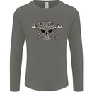 Engine Skull Mechanic Car Biker Motorbike Mens Long Sleeve T-Shirt Charcoal