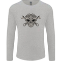 Engine Skull Mechanic Car Biker Motorbike Mens Long Sleeve T-Shirt Sports Grey