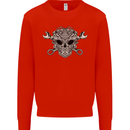 Engine Skull Mechanic Car Biker Motorbike Mens Sweatshirt Jumper Bright Red