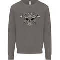 Engine Skull Mechanic Car Biker Motorbike Mens Sweatshirt Jumper Charcoal