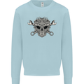 Engine Skull Mechanic Car Biker Motorbike Mens Sweatshirt Jumper Light Blue