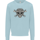 Engine Skull Mechanic Car Biker Motorbike Mens Sweatshirt Jumper Light Blue