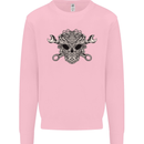 Engine Skull Mechanic Car Biker Motorbike Mens Sweatshirt Jumper Light Pink