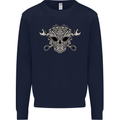 Engine Skull Mechanic Car Biker Motorbike Mens Sweatshirt Jumper Navy Blue