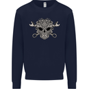 Engine Skull Mechanic Car Biker Motorbike Mens Sweatshirt Jumper Navy Blue
