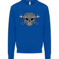 Engine Skull Mechanic Car Biker Motorbike Mens Sweatshirt Jumper Royal Blue