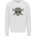 Engine Skull Mechanic Car Biker Motorbike Mens Sweatshirt Jumper White