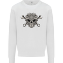 Engine Skull Mechanic Car Biker Motorbike Mens Sweatshirt Jumper White