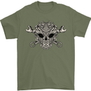 Engine Skull Mechanic Car Biker Motorbike Mens T-Shirt 100% Cotton Military Green