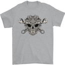 Engine Skull Mechanic Car Biker Motorbike Mens T-Shirt 100% Cotton Sports Grey