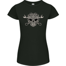 Engine Skull Mechanic Car Biker Motorbike Womens Petite Cut T-Shirt Black