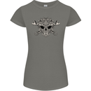 Engine Skull Mechanic Car Biker Motorbike Womens Petite Cut T-Shirt Charcoal