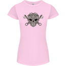 Engine Skull Mechanic Car Biker Motorbike Womens Petite Cut T-Shirt Light Pink