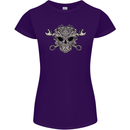 Engine Skull Mechanic Car Biker Motorbike Womens Petite Cut T-Shirt Purple