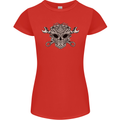 Engine Skull Mechanic Car Biker Motorbike Womens Petite Cut T-Shirt Red