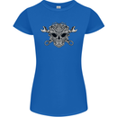 Engine Skull Mechanic Car Biker Motorbike Womens Petite Cut T-Shirt Royal Blue