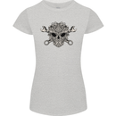 Engine Skull Mechanic Car Biker Motorbike Womens Petite Cut T-Shirt Sports Grey