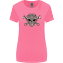 Engine Skull Mechanic Car Biker Motorbike Womens Wider Cut T-Shirt Azalea