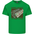 Engines & Beer Cars Hot Rod Mechanic Funny Mens Cotton T-Shirt Tee Top Irish Green