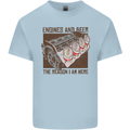 Engines & Beer Cars Hot Rod Mechanic Funny Mens Cotton T-Shirt Tee Top Light Blue
