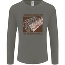 Engines & Beer Cars Hot Rod Mechanic Funny Mens Long Sleeve T-Shirt Charcoal