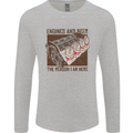 Engines & Beer Cars Hot Rod Mechanic Funny Mens Long Sleeve T-Shirt Sports Grey
