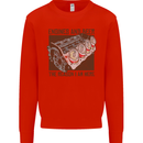 Engines & Beer Cars Hot Rod Mechanic Funny Mens Sweatshirt Jumper Bright Red